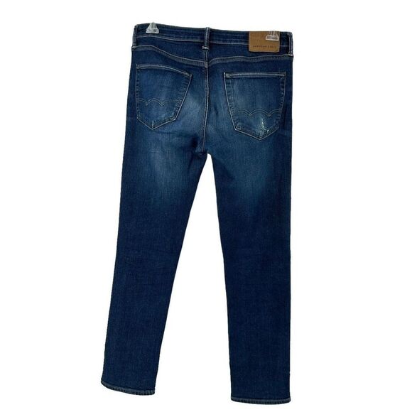 American Eagle Slim Straight Jeans Airflex Blue Denim Mens Size 31x32 Distressed - Picture 1 of 10